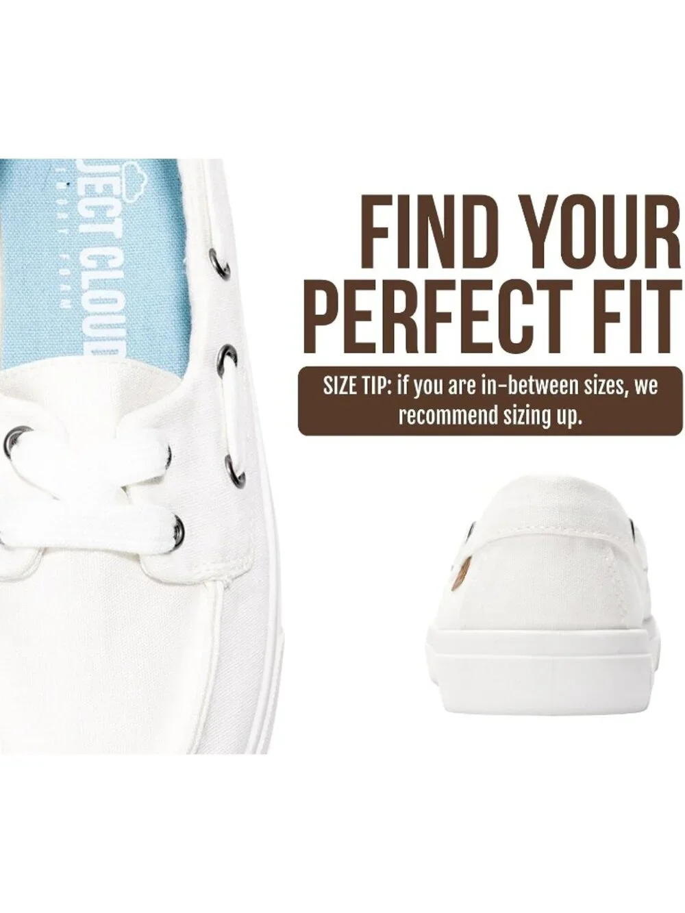 Womens White Canvas Project Cloud Canvas Sneakers Memory Foam Slip On Loafers